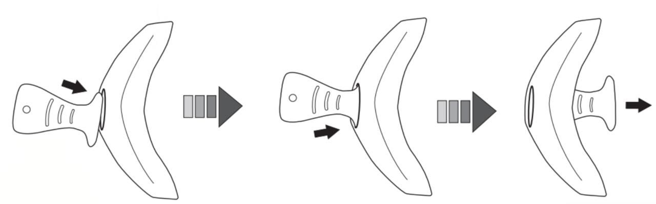 Afbeelding over hoe je het mondstuk bevestigt aan het LED-apparaat